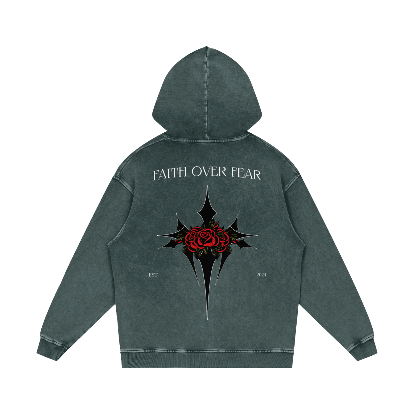 Intrepidus "FAITH OVER FEAR" Acid Wash Hoodie