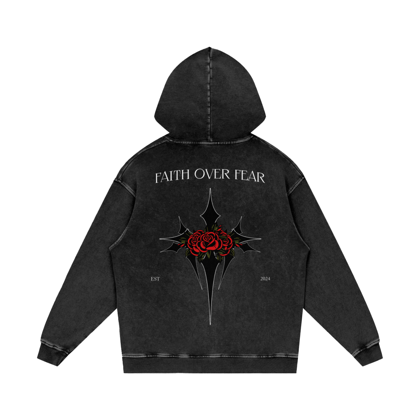 Intrepidus "FAITH OVER FEAR" Acid Wash Hoodie