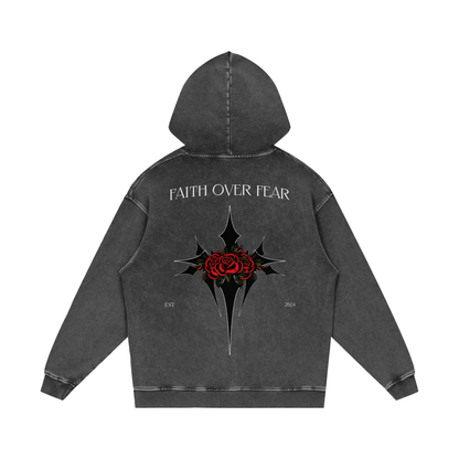 Intrepidus "FAITH OVER FEAR" Acid Wash Hoodie