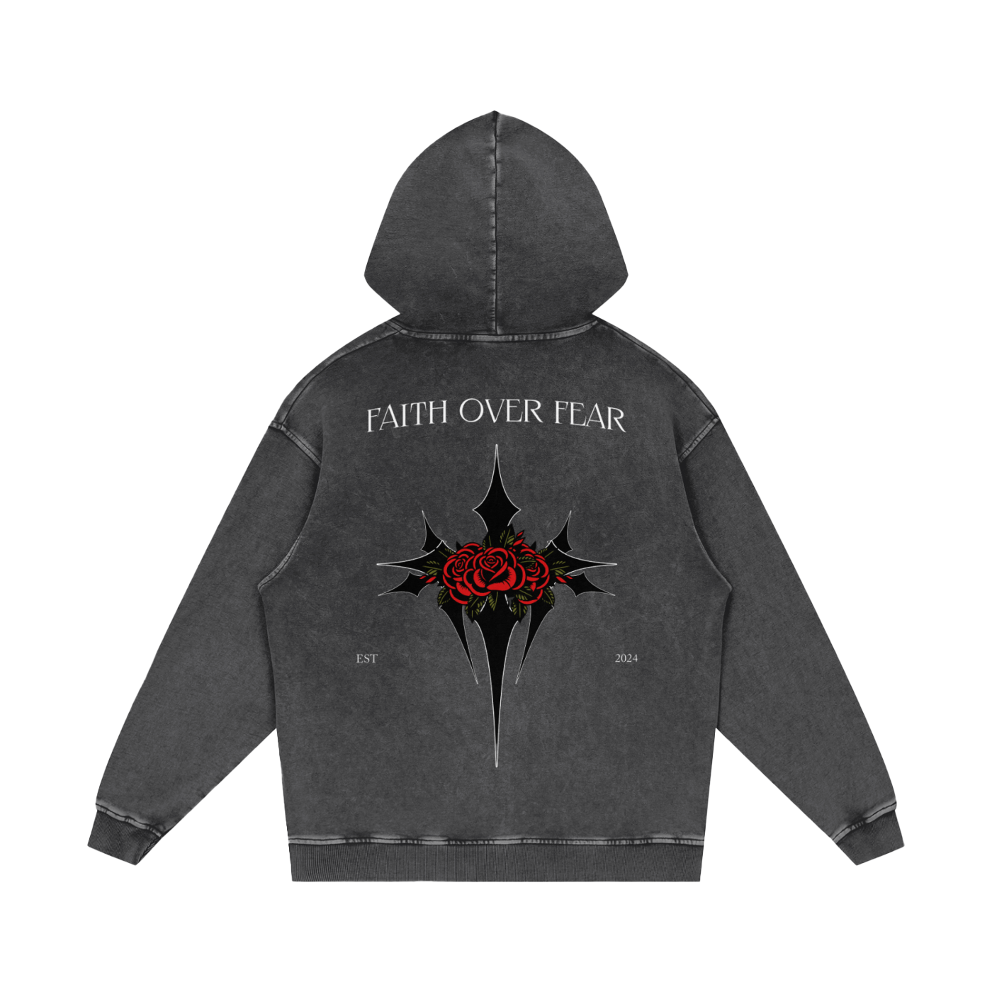 Intrepidus "FAITH OVER FEAR" Acid Wash Hoodie