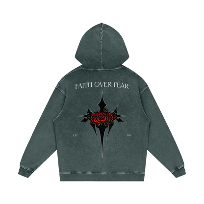 Intrepidus "FAITH OVER FEAR" Acid Wash Hoodie