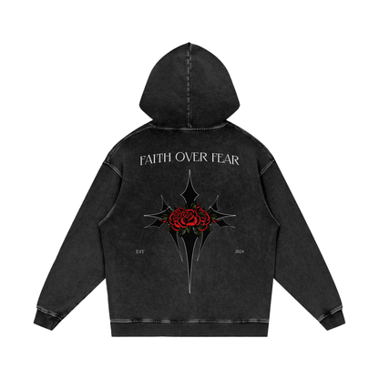 Intrepidus "FAITH OVER FEAR" Acid Wash Hoodie