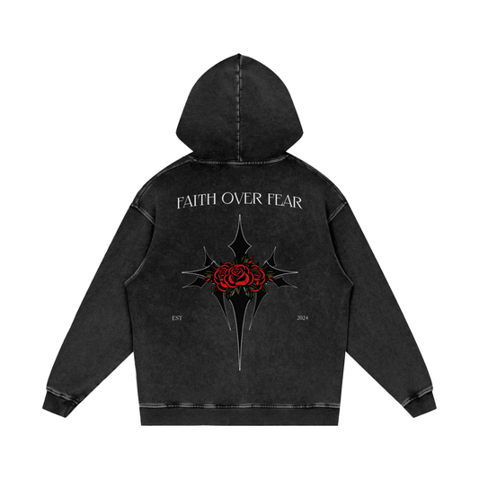 Intrepidus "FAITH OVER FEAR" Acid Wash Hoodie
