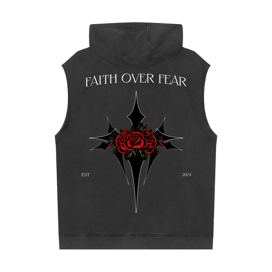 Intrepidus "FAITH OVER FEAR" Washed Sleeveless Hoodie