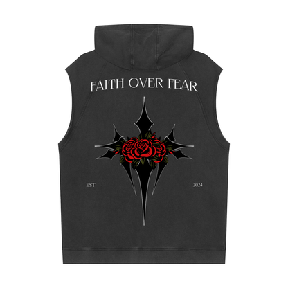 Intrepidus "FAITH OVER FEAR" Washed Sleeveless Hoodie